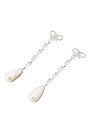 Self Portrait: Orecchini - Orecchini con gocciolina di perle con fiocco