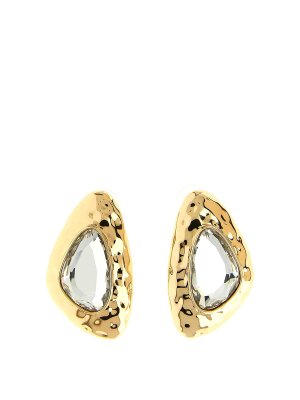 Self Portrait: Earrings - Hammered Gold Crystal Earrings