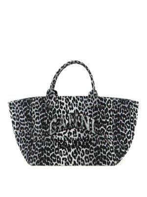 GANNI: shopper - Borsa shopping tote xxl leopardata