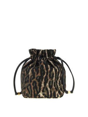 GANNI: clutches - Metallic Bou Bucket Pouch