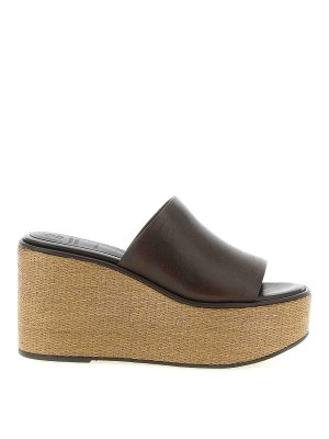 BRUNELLO CUCINELLI: espadrilles - Leather And Raffia Wedges