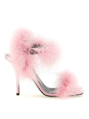 MOSCHINO: sandals - Satin Sandals And Feathers