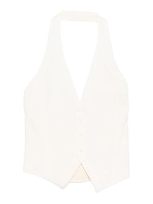 ELEH: evening dresses - Halter Vest In Cream Fabric