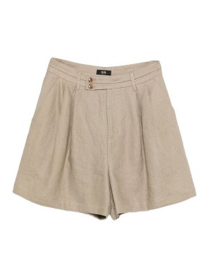 ELEH: Trousers Shorts - Pleated Shorts In Beige Linen