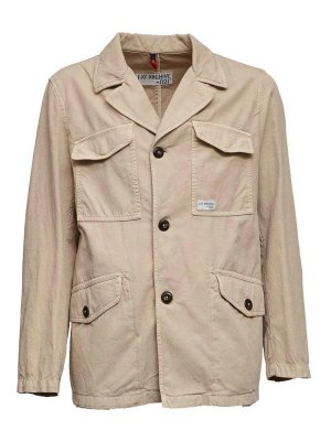 FAY: casual jackets - Jacket In Beige Cotton With Patch Pockets