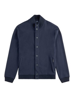 FAY: cardigans - Cardigan In Blue Cotton With Button Fastening