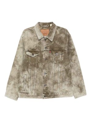 LEVI'S: casual jackets - Green And Beige Jacket With Logo Patch