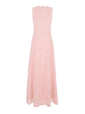 ROTATE Birger Christensen: maxi dresses - Long Pink Dress With Pink Floral Embroider