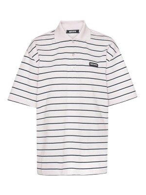 ROTATE Birger Christensen: polo - Polo In Cotone Bianco Con Righe Blu