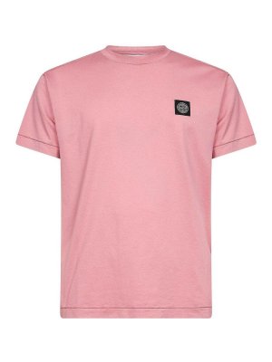 STONE ISLAND: t-shirts - Pink T-Shirt In Cotton With Logo
