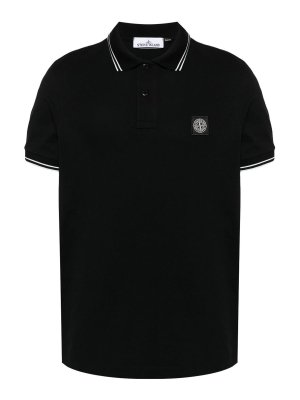STONE ISLAND: polo shirts - Black Polo Shirt In Cotton