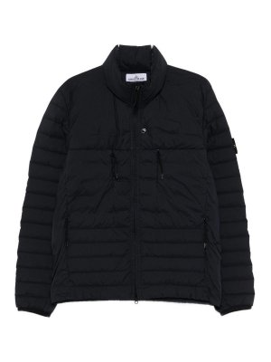 STONE ISLAND: padded jackets - Navy Blue Quilted Down Jacket
