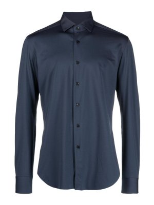XACUS: shirts - Fitted Long-Sleeve Blue Shirt