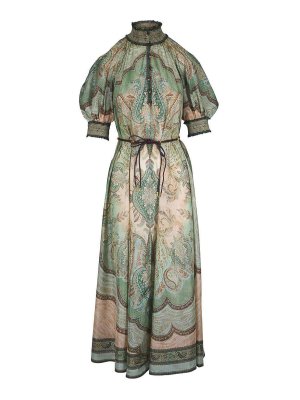 ZIMMERMANN: maxi dresses - Long Silk Dress With Pattern