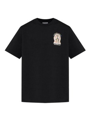 CASABLANCA: t-shirts - Graphic Logo Printed T-Shirt In Black Cotton
