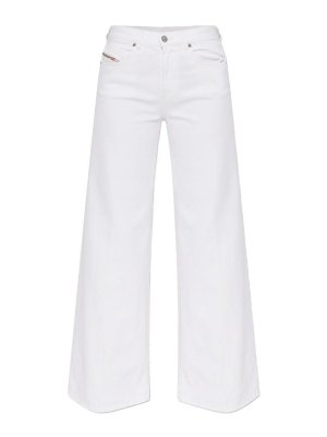 DIESEL: jeans dritti, a sigaretta - Jeans In Cotone Bianco Con Cinque Tasche