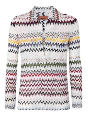 MISSONI: t-shirt - T-shirt a maniche lunghe bianca e multicolore