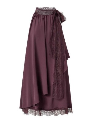 Pinko: evening dresses - Midi Skirt In Eggplant With Lace Detail