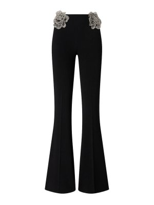 Pinko: pantaloni casual - Pantaloni Cocomero in nero con rose