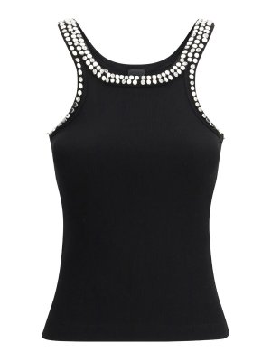 Pinko: Tops & Tank tops - Black Ribbed Sleeveless Top With Scoop
