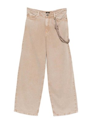 Pinko: straight leg jeans - Lauryn Jeans In Beige Cotton