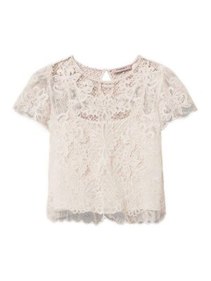TWINSET: blouses - Embroidered Blouse In Off-White Cotton Blend