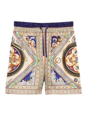 CASABLANCA: pantaloni shorts - Shorts in seta con stampa grafica all-over