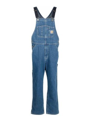 CARHARTT: jumpsuits - Denim Dungarees With Adjustable Straps
