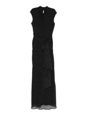 ROTATE Birger Christensen: maxi dresses - Long Black Dress With White Polka Dots