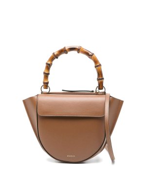 WANDLER: totes bags - Mini Hortensia Handbag In Brown Calf Leather