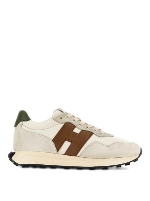 HOGAN: trainers - H601 Sneakers In Brown/Green/Beige Leather
