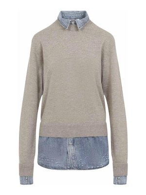 Acne Studios: Strickpullover mit Rundhalsausschnitt - Rundhalspullover - Beige