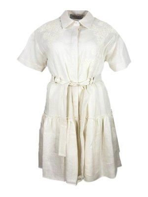 ERMANNO FIRENZE: Vestidos media pierna - Vestido Midi - Beis