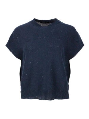 FABIANA FILIPPI: Strickpullover mit Rundhalsausschnitt - Rundhalspullover - Blau