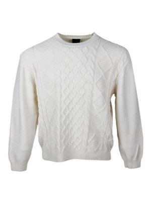 ARMANI EXCHANGE: Strickpullover mit Rundhalsausschnitt - Rundhalspullover - Beige