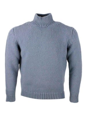 ELEVENTY: Strickpullover mit Rundhalsausschnitt - Rundhalspullover - Denim
