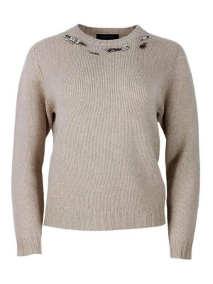 FABIANA FILIPPI: Strickpullover mit Rundhalsausschnitt - Rundhalspullover - Beige