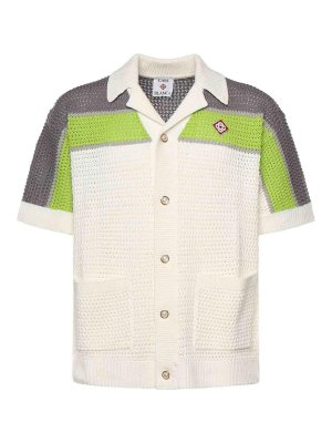 CASABLANCA: shirts - Striped Crochet Shirt