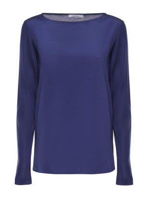 Max Mara: t-shirts - Silk Crepe De Chine And Jersey T-Shirt