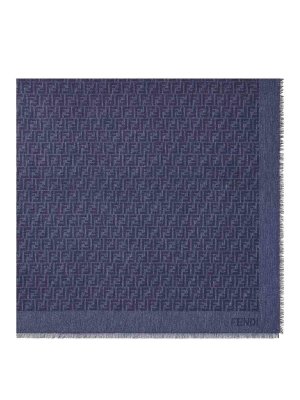 FENDI: scarves - Ff Jacquard Shawl In Cotton And Wool