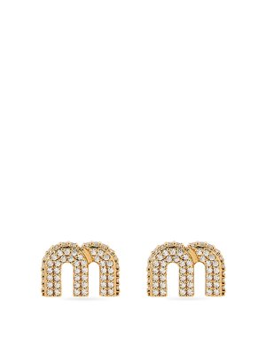 MIU MIU: Earrings - Metal Earrings With Crystals