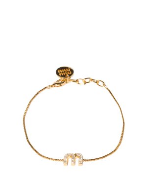 MIU MIU: Bracelets & Bangles - Metal Bracelet With Crystals