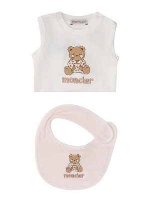 MONCLER JR: jumpsuits - Newborn Set With Bear Motif