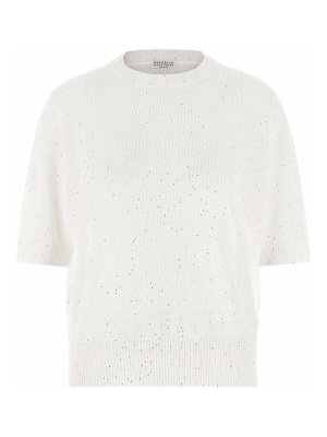 BRUNELLO CUCINELLI: Strickpullover mit Rundhalsausschnitt - Rundhalspullover - Weiß