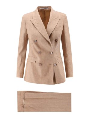 TAGLIATORE: casual suits - Paris Pinstripe Suit In Linen And Viscose