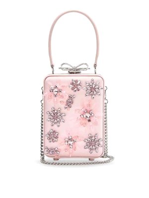 Self Portrait: shoulder bags - Satin Shoulder Bag With Crystal Details