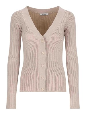 Max Mara: Strickpullover mit Rundhalsausschnitt - Rundhalspullover - Beige