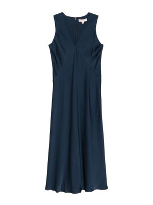 MICHAEL KORS: knee length dresses - Satin V Neck Midi Dress