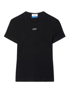 OFF-WHITE: t-shirt - T-shirt base con costina Off Stamp