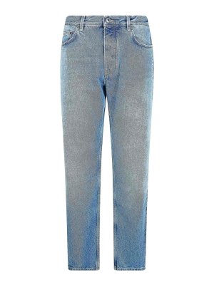 OFF-WHITE: ストレートジーンズ - ストレートジーンズ - ミディアムウォッシュ